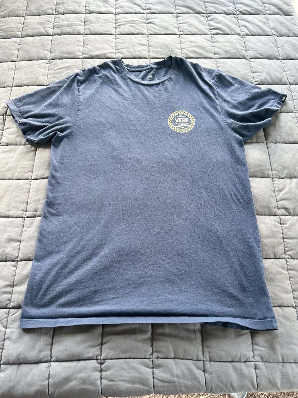 Vans Circle Checker Drop V T-Shirt Custom Fit Medium Navy Blue